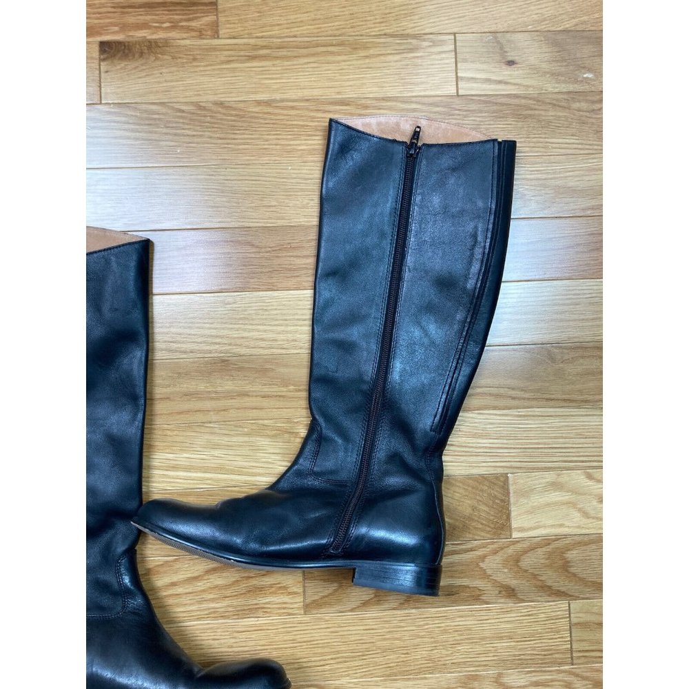 *Corso Cormo Tall Riding Boots Womens 6 Black Leather Tall Zip Low Block Heel - Picture 6 of 11